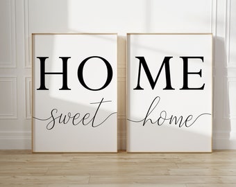 Home signs,Home sweet home sign,Home decor,Home Set of 2 Prints,Home sweet home Printable,Living room decor,Dining room wall art,Home quote