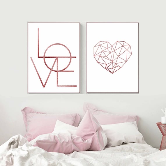 Rose Gold Decor girls Bedroom Decor love Poster bedroom Wall Art 2