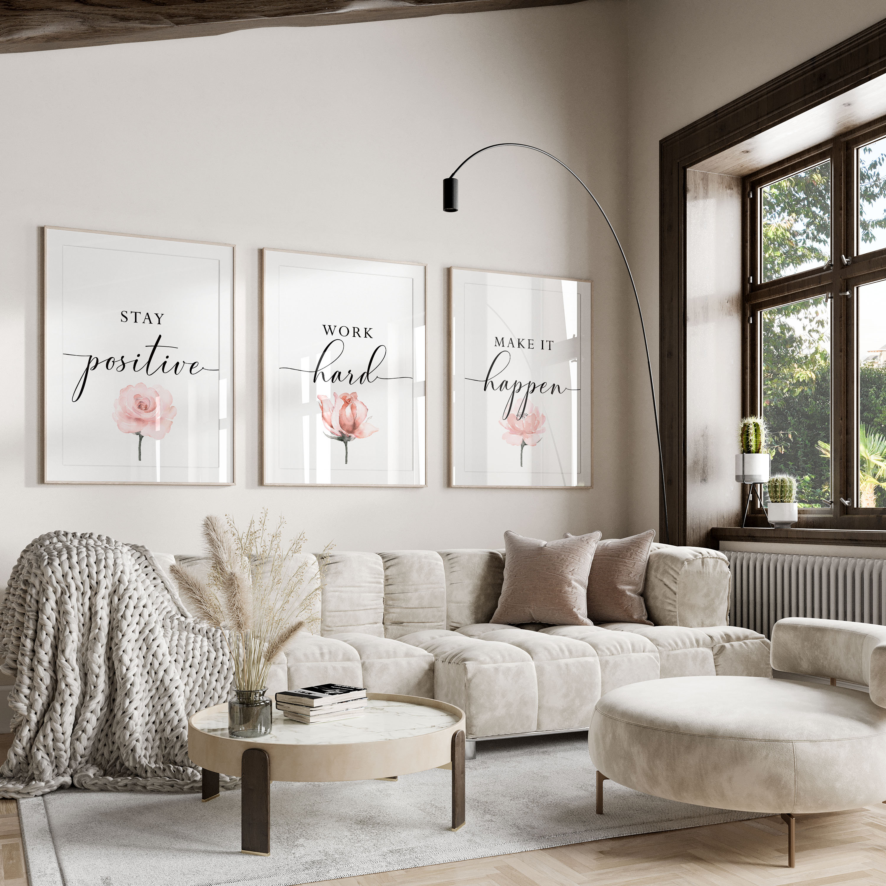 Inspirational Office Wall Art Prints: Floral Set of 4 (digital Download ...