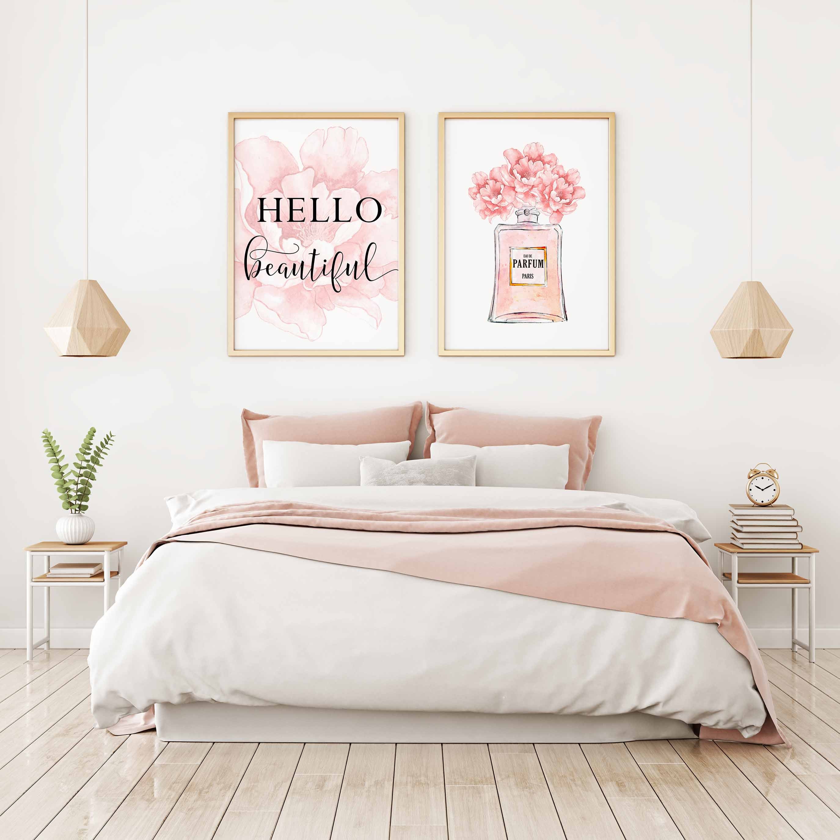 Girl Bedroom Prints Set of 3, Teenage Girl Room Decor, Hello Gorgeous  Print, Eye Lashes Wall Art, College Dorm Wall Decor Girl Printable Art 