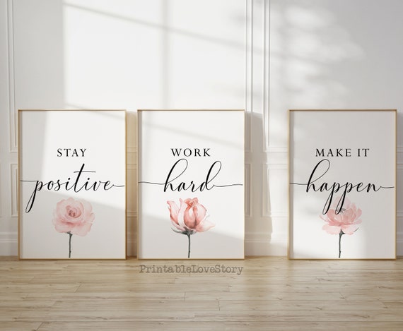 Inspirational Office Prints: Blush Floral Wall Art (Digital Download)