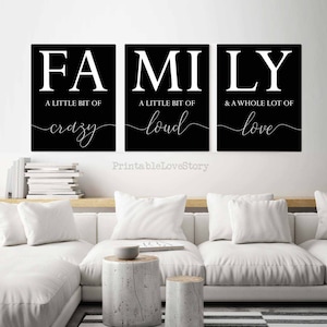 Family sign,Black art,Family a little bit of crazy print,Family quotes,Home Decor,Dining Room wall Art,Black white prints,Family wall art