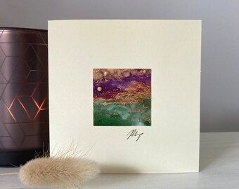 Miniature landscape greetings card, original artwork for all occasions