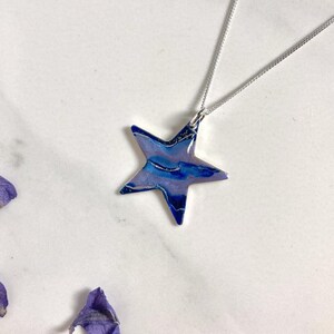 Star necklace sterling silver sparkly blue design