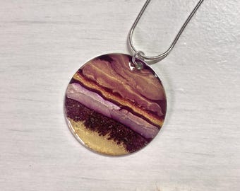 Arran Flow Statement Pendant mauve and gold sunset design with sand