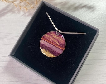 Arran Flow pendant mauve and gold sunset design with sand