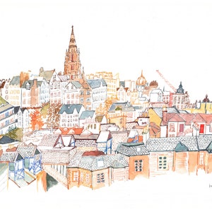 Giclée - Edinburgh cityscape - art - artwork - watercolour - painting - wall-art - print - cityscape - Scotland - A4 - A3 - A2