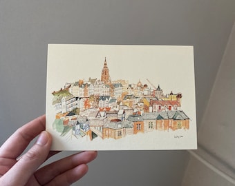 A6 Mini Edinburgh print - Postcard - watercolour - painting - gift