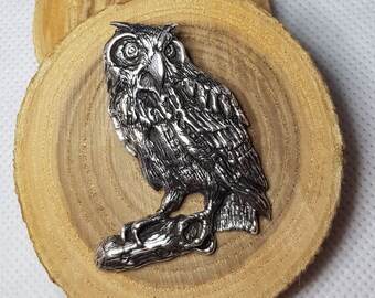 Power animal owl, eagle owl, pendant in 9245 sterling silver, shamanic power animal owl, antique blackened