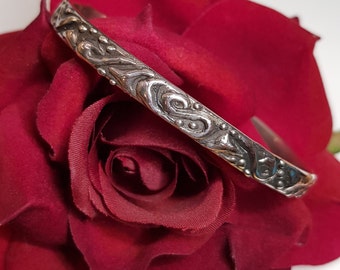 Bracelet, 925 sterling silver, with floral décor, handmade, own design, open at the bottom, antique blackened