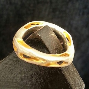 Designer ring, silver, gold-plated inside