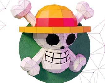 Pirate Skull Papercraft – Anime Room Decor, Manga Fan Craft (PDF Download)