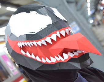 DIY Helmet Papercraft, Venom, Wearable, Printable Template, Craft, Low Poly, Marvel