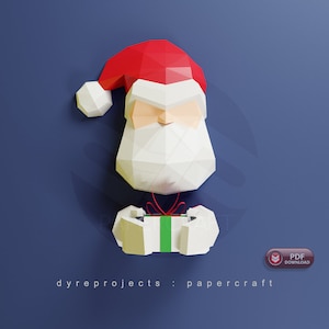 Santa Papercraft Template – 3D DIY Wall Art – Instant Download