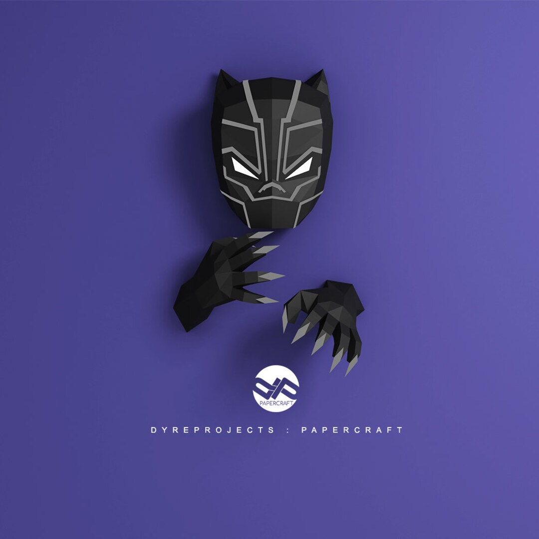 DIY Lowpoly Papercraft, Black Panther, Sculpture, DIY, Decoration, Wall ...