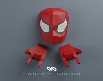 DIY lowpoly Papercraft, SpiderMan, Plantilla digital, DIY, Decoración de pared, Arte, superhéroes, fanart