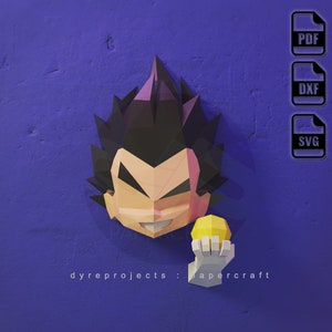 Plantilla de calavera de Vegeta en papel – Arte mural 3D DIY – Descarga instantánea