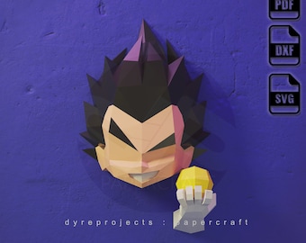 DIY Low Poly Papercraft, Kid Vegeta, Digital template, DIY, Wall Decoration, Wall Hanging, Art, Hero, Anime