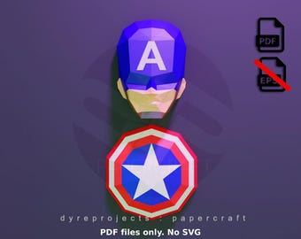 Star Shield Hero Papercraft Template – 3D DIY Wall Art – Instant Download