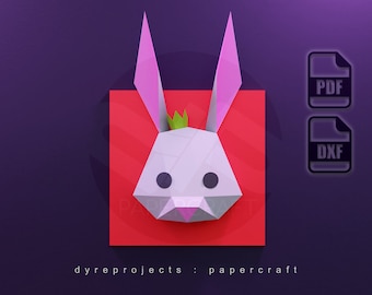 DIY Low Poly Papercraft, Royal Rabbit, Digital template, DIY, Wall Decoration, Wall Hanging, Art, Cute