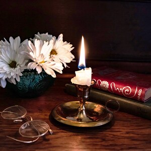 Still Life with White Flowers and Candle