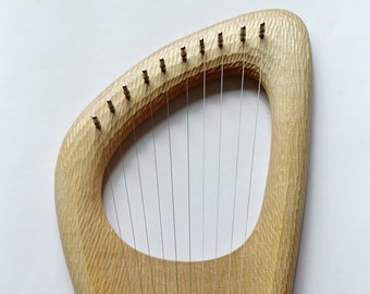 10 String Lyre Harp Musical Instrument hand carved by Nisoria