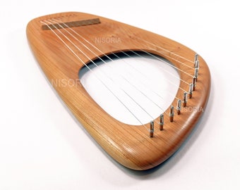 10 String Lyre (Harp), Pentatonic Musical Instrument Cherry Wood