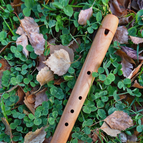 Pentatonic Flute, Cherry Wood Wind Musical Instrument, Handmade