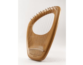 12 String Lyre (Harp) Diatonic Musical Instrument, Cherry Wood