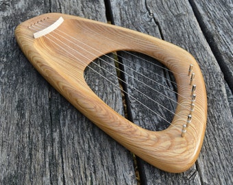 Lyre Harp, Pentatonic 7 String Musical Instrument, Ash Wood, Personalized gift