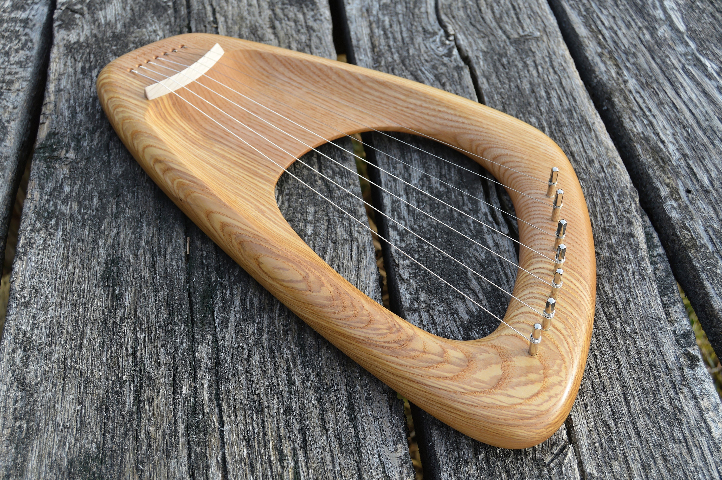 Lyre Harp, Pentatonic 7 String Musical Instrument, Ash Wood, Personalized  Gift 