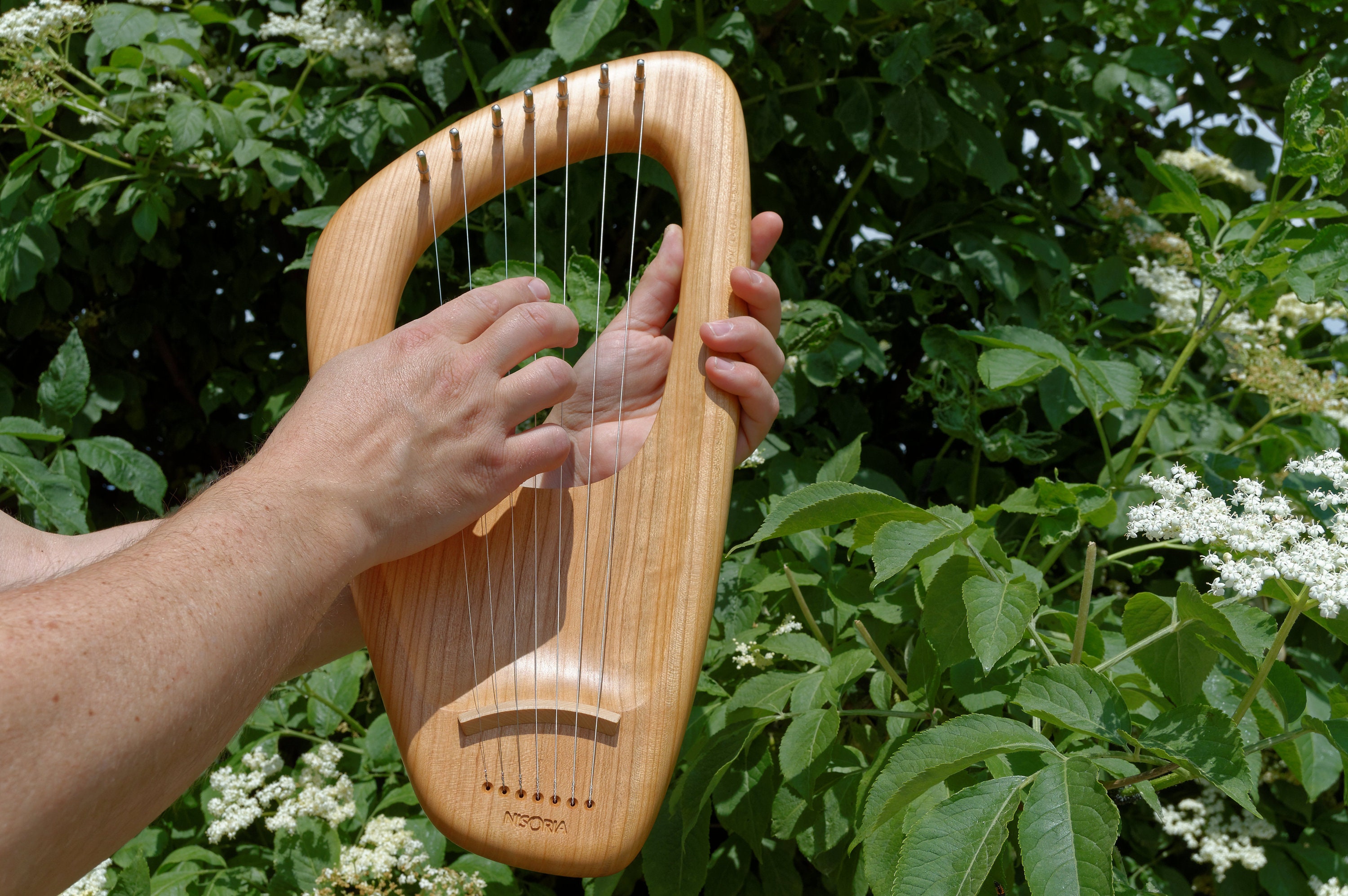 ライアーハープ、ペンタトニック7弦ライアー楽器、チェリーウッド