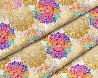 GOLD MANDALA 1 High Quality Printed Faux Leather Sheet, Eco Leather Fabric, Leather for bags, Patterned faux leather