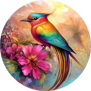 Runder Polstersamt, Polstersamt, Dekorativer Samt, Möbelsamt, Exotischer Vogel 02