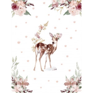 Personalized Fabric Panel Forest legend, Forest animal cotton, Cotton Panel For Self-Sewing,  Baby Bedding Panels with deer