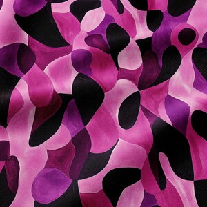 Pink Abstract Pattern Printed Softshell Fabric by the Yard for Dog Coats, Dog Raincoats, Rain Jackets, Hiking Trousers and Winter Coats