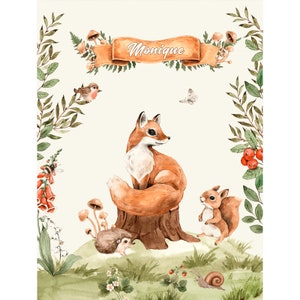 Pannello in tessuto personalizzato Forest Fox, Pannello in cotone per auto-cucito, Pannello trapuntato, Pannello trapunta bambino, Pannello coperta, Pannelli biancheria da letto per bambini