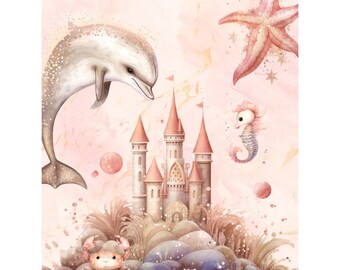 Personalized Fabric Panel Magical Sea 1, Cotton Panel For Self-Sewing, Quilting Panel, Baby Quilt Panel, Blanket Panel, Baby Bedding Panels