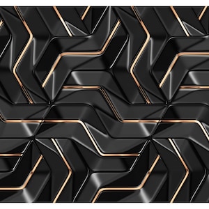 GEO BLACK Hochwertige bedruckte Kunstlederfolie, Eco Lederstoff, Leder für Taschen, gemustertes Kunstleder