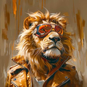 Panel de piel sintética con estampado, panel de piel ecológica de alta calidad, tela, piel para bolsos, piel ecológica estampada, Steampunk Lion 02