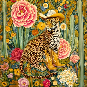 Hoja de cuero sintético, Panel de cuero ecológico de impresión de alta calidad, Tela, Cuero para bolsos, Cuero ecológico estampado estampado "Fancy cheetah 01"