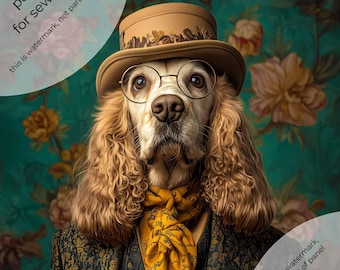 Upholstery velvet panel - fabric for a pillowcase, armchair velour panel different sizes "Elegant dog 50"