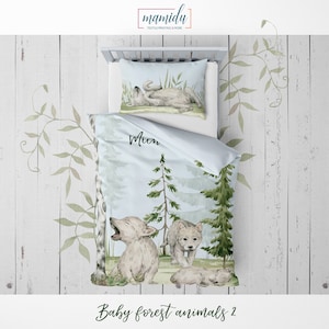 Personalized Fabric Panel Baby Forest Animals 2, Cotton Panel For Self-Sewing, Quilting Panel, Blanket Panel, Baby Bedding Panel With Forest