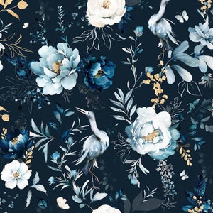 Lámina de piel sintética estampada de alta calidad BLUE GARDEN 3, tejido de piel ecológica, piel para bolsos, piel sintética estampada