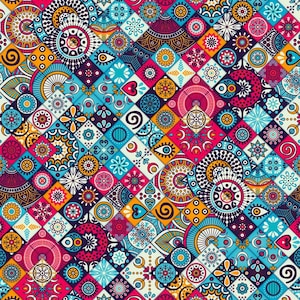 TILES 1 Hochwertig bedrucktes Kunstlederblatt, Öko-Lederstoff, Leder für Taschen, gemustertes Kunstleder