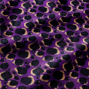 Purple Black Leopard Waterproof Softshell Fabric by the Metre for Rain Pants, Outdoor Gear, Dog Coats, Dog Raincoats and Rain Jackets