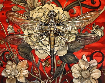 Panel de terciopelo de tapicería impreso de alta calidad, tela de terciopelo de tapicería, terciopelo decorativo, terciopelo de tapicería, "Dragonfly 03"