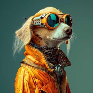Panel de piel sintética con estampado, panel de piel ecológica de alta calidad, tela, piel para bolsos, piel ecológica estampada, perro futurista 03