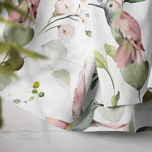 Neon Floral Hummingbirds 56 Inch Cotton Poplin Pre Order