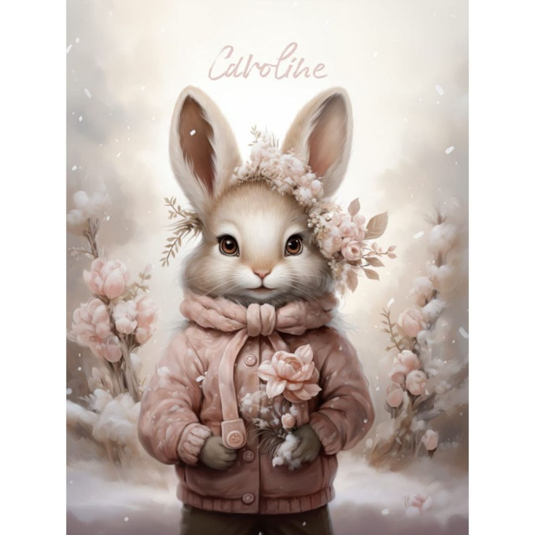 Personalized Fabric Panel Winter Rabbit 6, Cotton Panel for Self-sewing ...